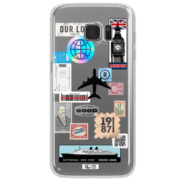 Stamp Stickers Samsung S7 Edge Clear TPU Case