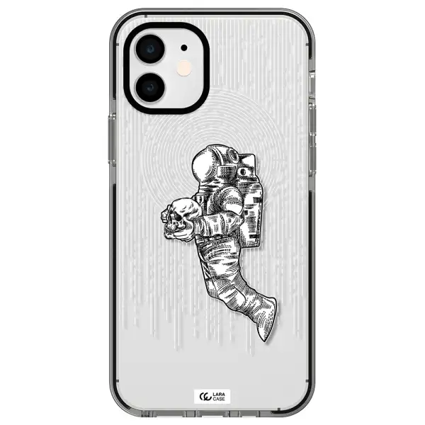 Astronaut Holding A Skull Apple iPhone 11 impact black border Case