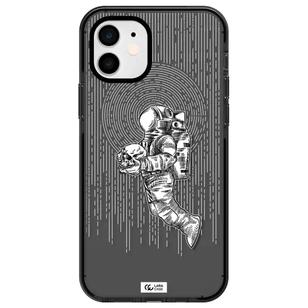Astronaut Holding A Skull Apple iPhone 12 impact Smoke Black Case
