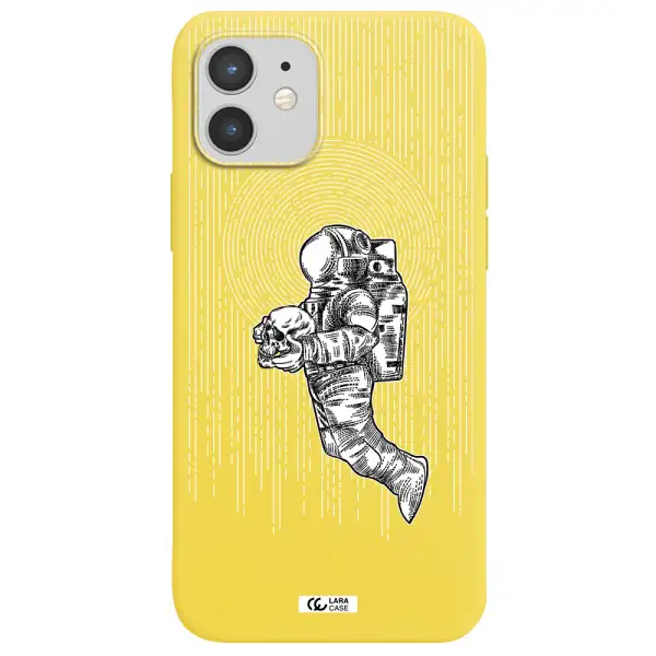 Astronaut Holding A Skull Apple iPhone 12 mini Silicone canary yellow Case