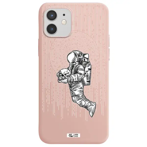 Astronaut Holding A Skull Apple iPhone 12 mini Silicone pastel pink Case