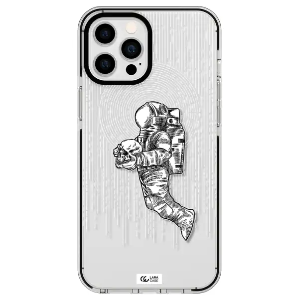 Astronaut Holding A Skull Apple iPhone 12 pro max impact black border Case