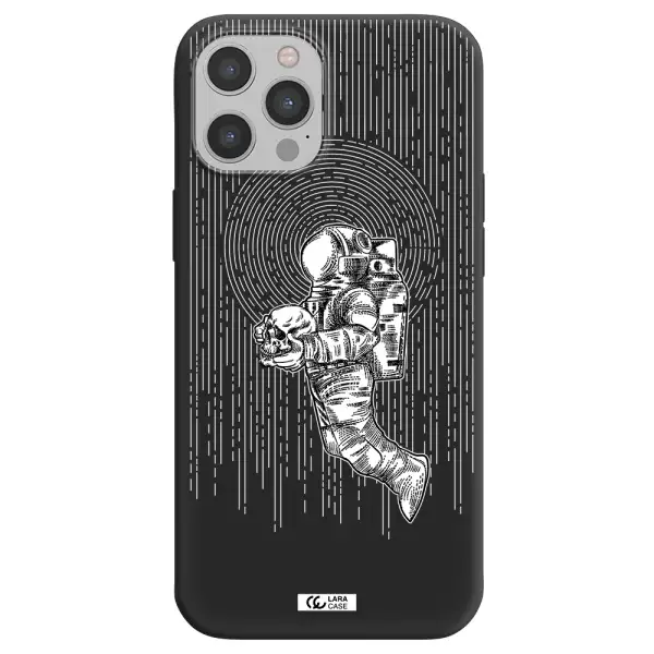 Astronaut Holding A Skull Apple iPhone 12 pro max Silicone black Case