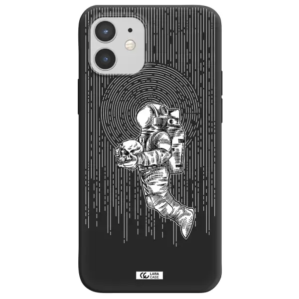 Astronaut Holding A Skull Apple iPhone 12 Silicone black Case