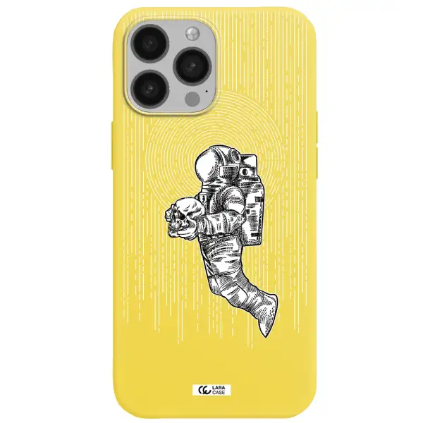 Astronaut Holding A Skull Apple iPhone 13 Pro Max Silicone canary yellow Case