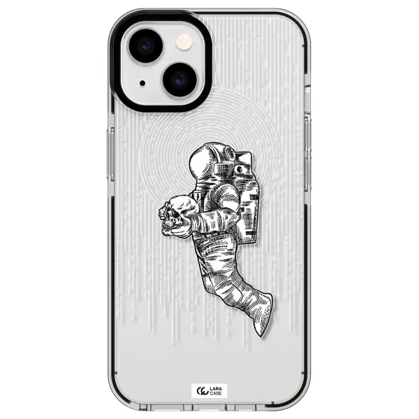Astronaut Holding A Skull Apple iPhone 14 impact black border Case