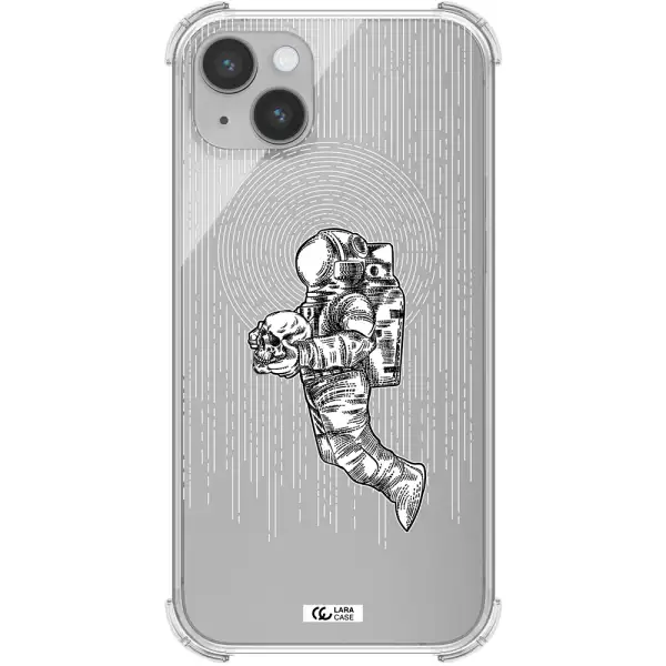 Astronaut Holding A Skull Apple iPhone 14 plus Clear PC Case
