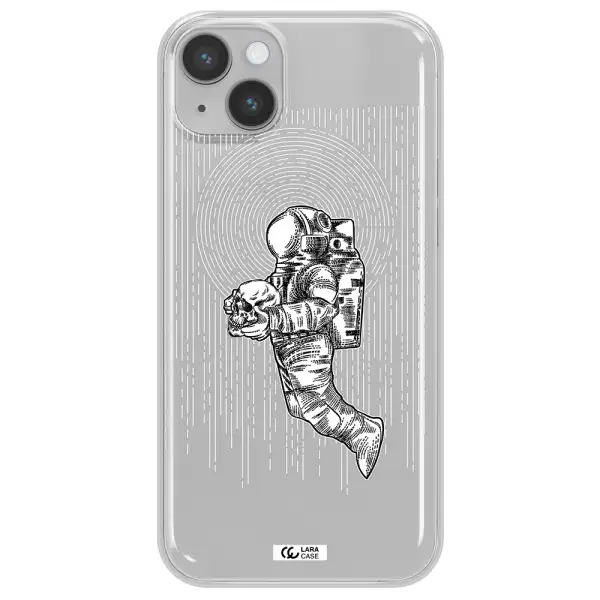 Astronaut Holding A Skull Apple iPhone 14 plus Clear TPU Case
