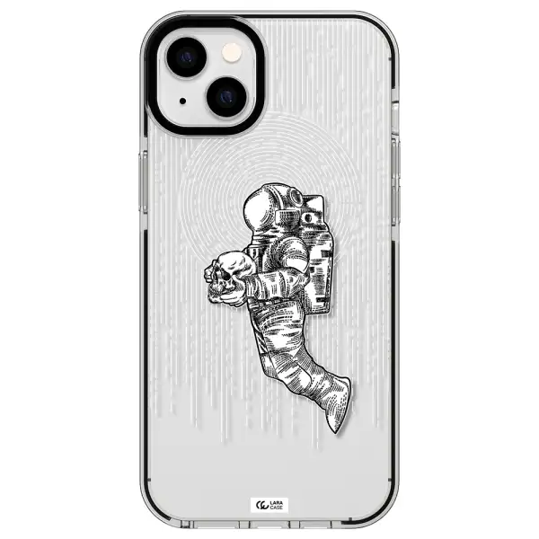 Astronaut Holding A Skull Apple iPhone 14 plus impact black border Case