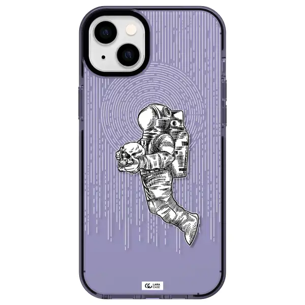 Astronaut Holding A Skull Apple iPhone 14 plus impact Lilac Case