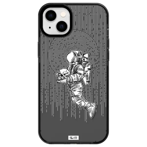 Astronaut Holding A Skull Apple iPhone 14 plus impact Smoke Black Case