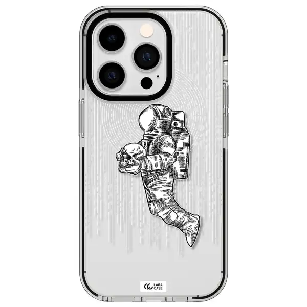 Astronaut Holding A Skull Apple iPhone 14 pro impact black border Case