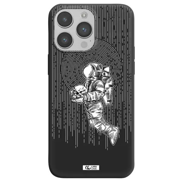 Astronaut Holding A Skull Apple iPhone 14 pro max Silicone black Case