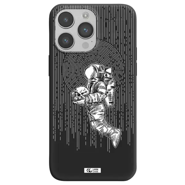 Astronaut Holding A Skull Apple iPhone 14 pro Silicone black Case