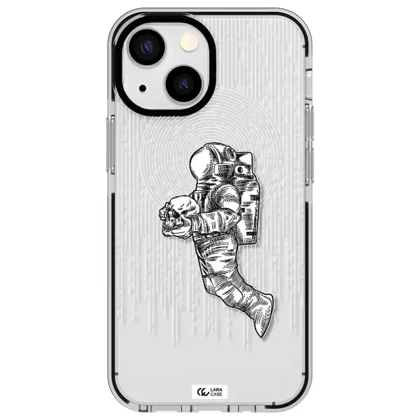 Astronaut Holding A Skull Apple iPhone 15 impact black border Case
