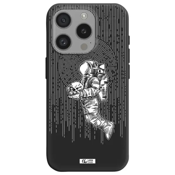 Astronaut Holding A Skull Apple Iphone 15 Pro Silicone Black Case