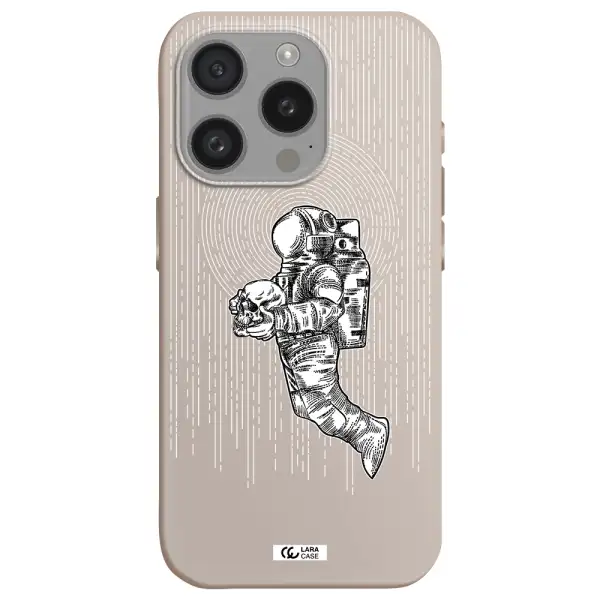 Astronaut Holding A Skull Apple Iphone 15 Pro Silicone Stone Case