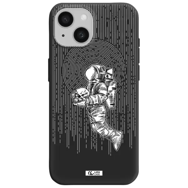 Astronaut Holding A Skull Apple iPhone 15 Silicone black Case