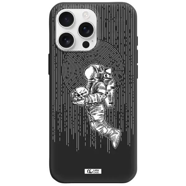 Astronaut Holding A Skull Apple Iphone 16 Pro Max Silicone Black Case