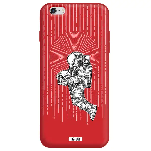Astronaut Holding A Skull Apple iPhone 6 plus Silicone Imperial Red Case