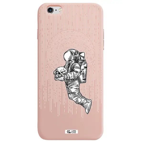 Astronaut Holding A Skull Apple iPhone 6 plus Silicone pastel pink Case