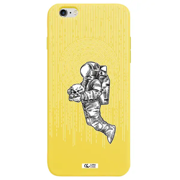 Astronaut Holding A Skull Apple iPhone 6 s plus Silicone canary yellow Case