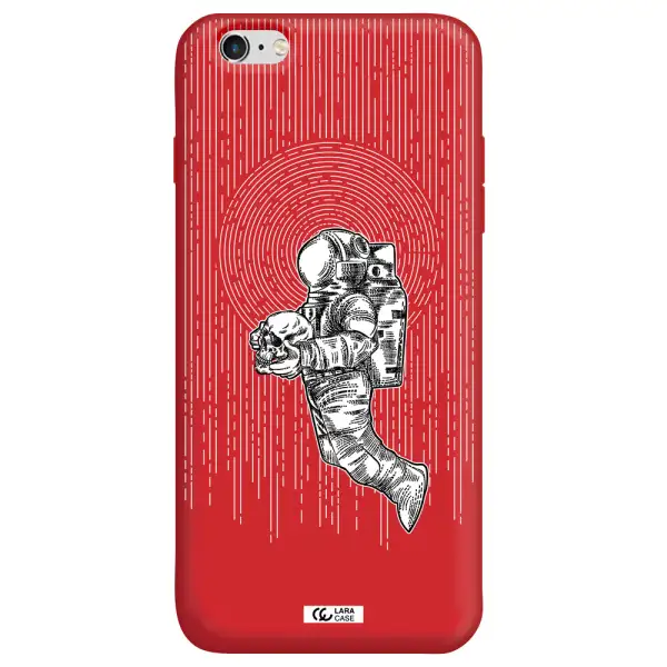 Astronaut Holding A Skull Apple iPhone 6 s plus Silicone Imperial Red Case