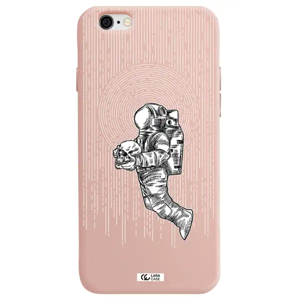 Astronaut Holding A Skull Apple iPhone 6 Silicone pastel pink Case
