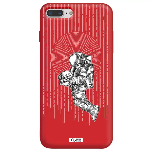 Astronaut Holding A Skull Apple iPhone 7 plus Silicone Imperial Red Case