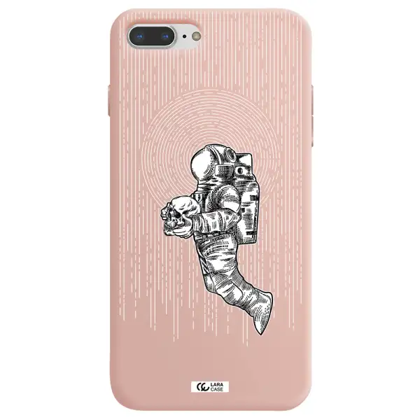 Astronaut Holding A Skull Apple iPhone 7 plus Silicone pastel pink Case