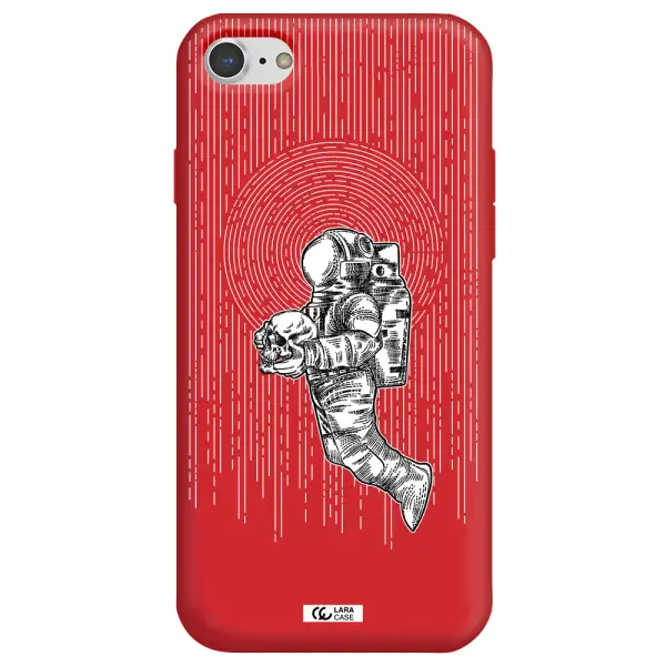Astronaut Holding A Skull Apple iPhone 7 Silicone Imperial Red Case