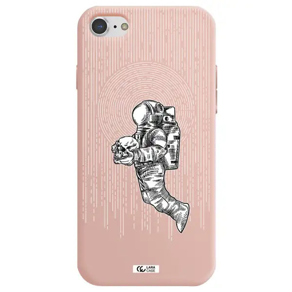 Astronaut Holding A Skull Apple iPhone 7 Silicone pastel pink Case
