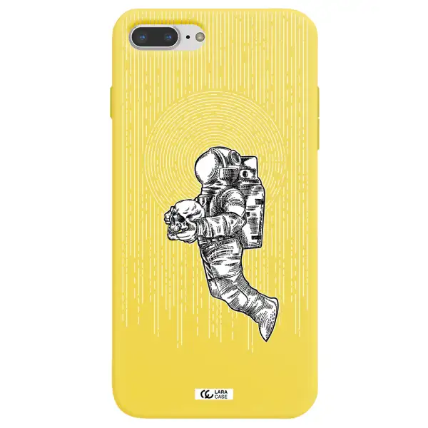Astronaut Holding A Skull Apple iPhone 8 plus Silicone canary yellow Case