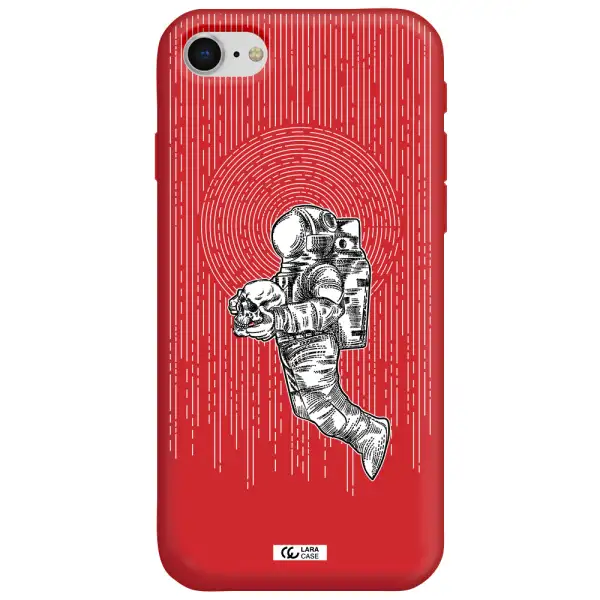 Astronaut Holding A Skull Apple iPhone se 2020 Silicone Imperial Red Case
