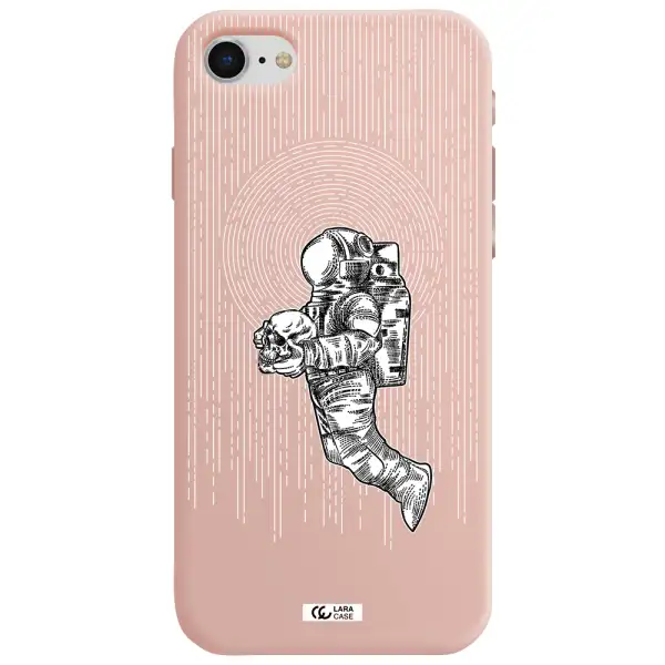 Astronaut Holding A Skull Apple iPhone se 2020 Silicone pastel pink Case