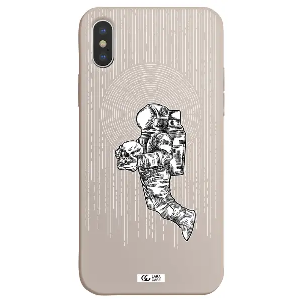 Astronaut Holding A Skull Apple iPhone XS Silicone Stone Case