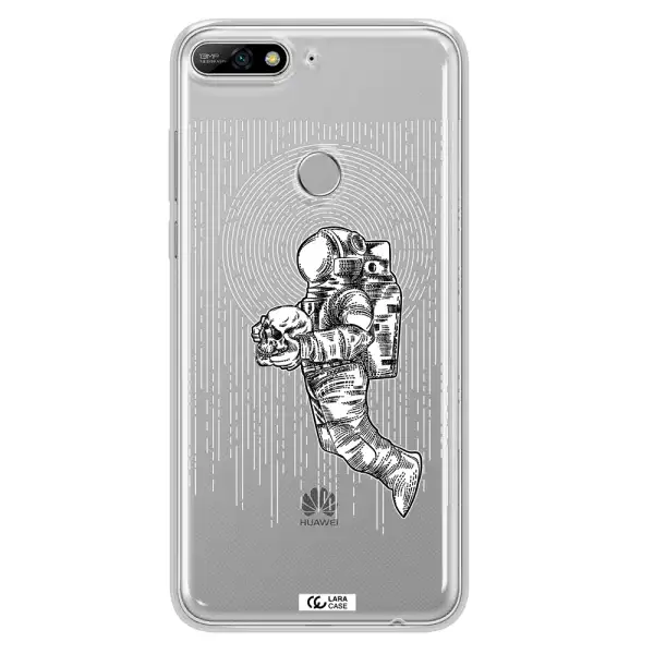 Astronaut Holding A Skull Huawei Y7 2018 Clear TPU Case
