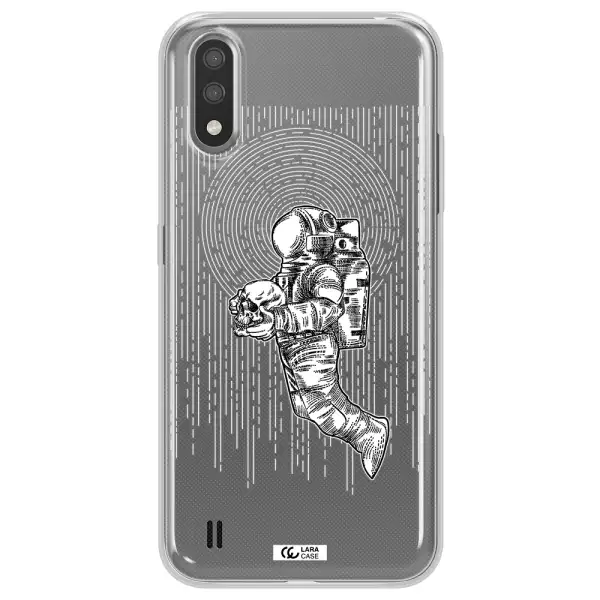 Astronaut Holding A Skull Samsung A01 Clear TPU Case