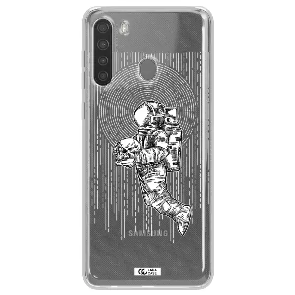 Astronaut Holding A Skull Samsung A21 Clear TPU Case