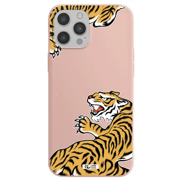 Chinese Tiger Apple iPhone 12 pro Silicone pastel pink Case