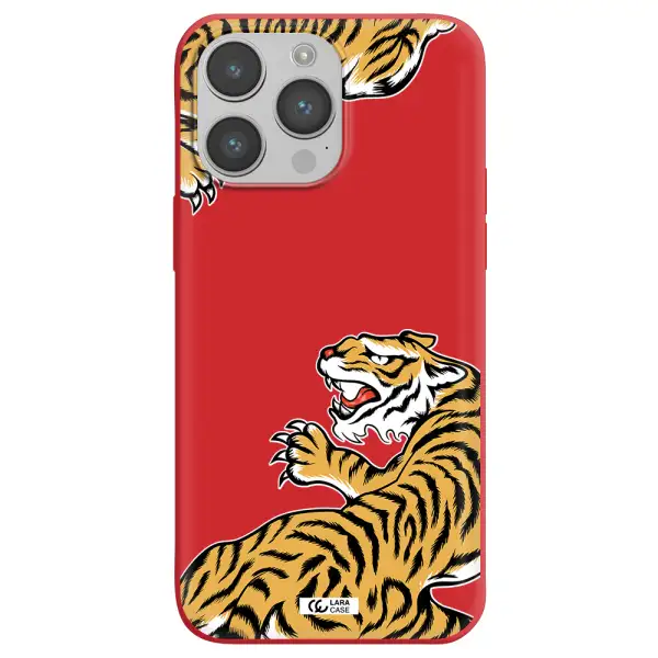 Chinese Tiger Apple iPhone 14 pro Silicone Imperial Red Case