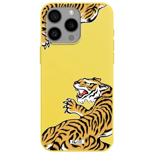 Chinese Tiger Apple Iphone 15 Pro max Silicone canary yellow Case