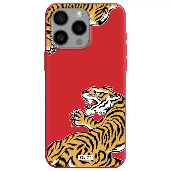 Chinese Tiger Apple Iphone 15 Pro Max Silicone Imperial Red Case