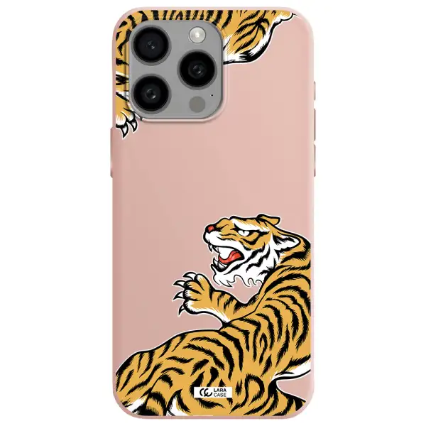 Chinese Tiger Apple Iphone 15 Pro max Silicone pastel pink Case