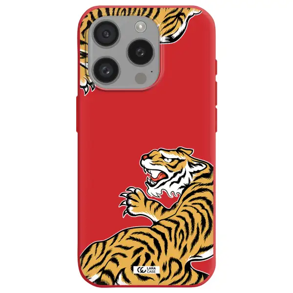 Chinese Tiger Apple Iphone 15 Pro Silicone Imperial Red Case