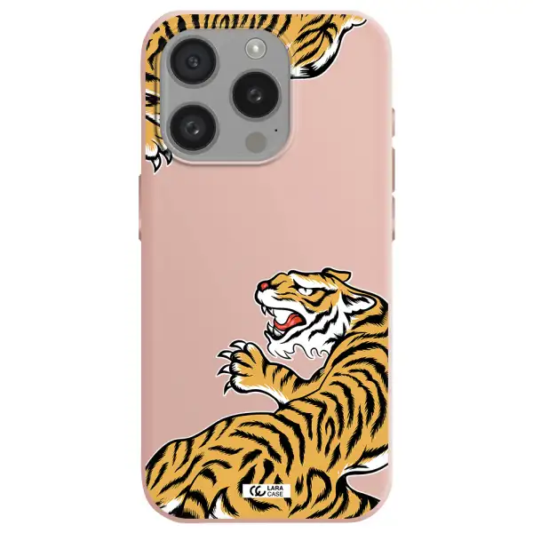 Chinese Tiger Apple Iphone 15 Pro Silicone Pastel Pink Case
