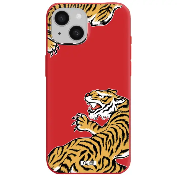 Chinese Tiger Apple Iphone 15 Silicone Imperial Red Case