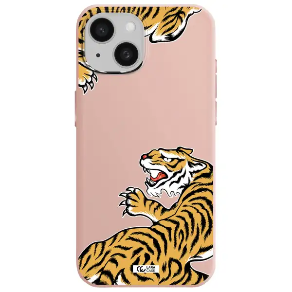 Chinese Tiger Apple Iphone 15 Silicone Pastel Pink Case