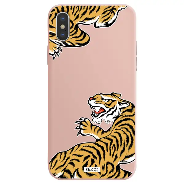 Chinese Tiger Apple iPhone X Silicone pastel pink Case