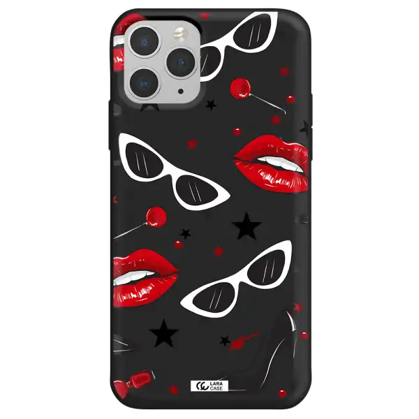 Red Lips Apple iPhone 11 pro max Silicone black Case